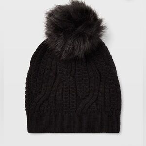 Club Monaco Adorelli - Black Knit Pom-Pom Hat